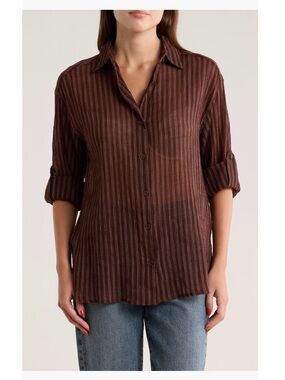 MAX STUDIO Striped Button-Up Shirt XS NWTS